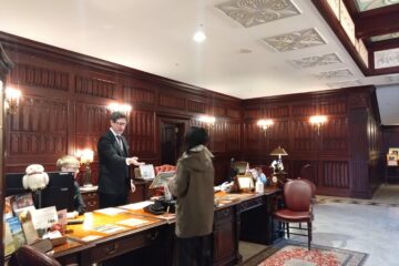 チェックアウトも生徒自身で行いました